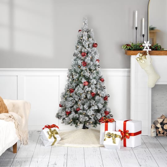 4.5Ft Pre-Lit Snowy Bristle Pine Artificial Christmas Tree, Clear Lights By Northlight in Green | 4.5 ft | Michaels®